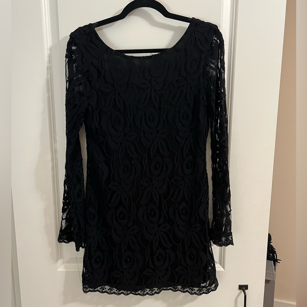 Black Long Sleeve Lace Dress - NYE, Nee Years, Wedding, little black dress - Picture 1 of 8